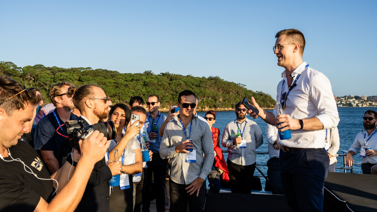ProcurePro CEO Alastair Blenkin giving speech to crowd